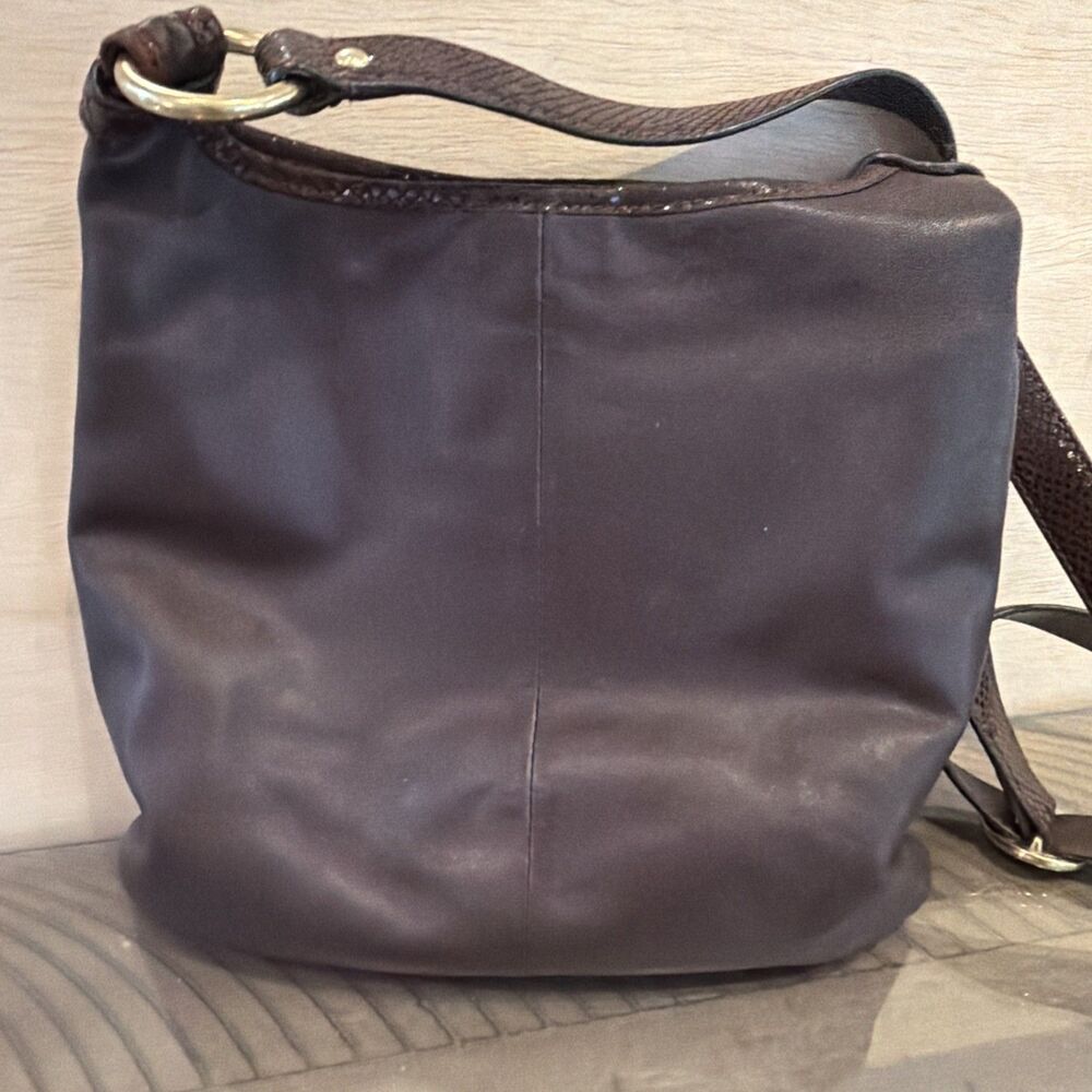 Vtg Brown Leather Turnlock Crossbody Bag Gold Hardware Penelope Snakeskin - Picture 3 of 7